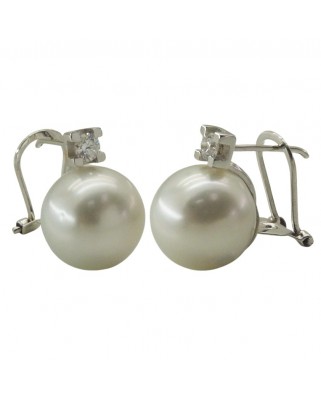 PENDIENTES CON  BRILLANTES H-VS 0.22CT TW Y PERLA AUSTRALIANA DE 11MM.