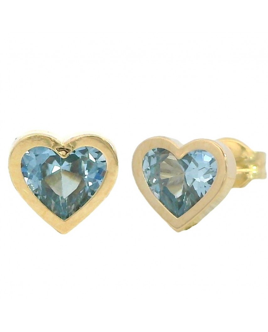 PENDIENTES CORAZON 6MM PIEDRA COLOR AGUA MARINA