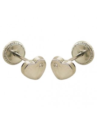 PENDIENTES CORAZON BRILLANTES  0.04CT TW .6MM.TORNILLO ORO.BLANCO