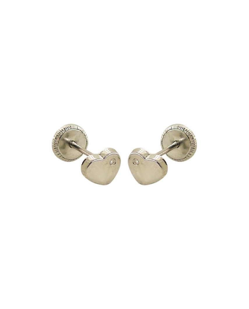 PENDIENTES CORAZON BRILLANTES  0.04CT TW .6MM.TORNILLO ORO.BLANCO