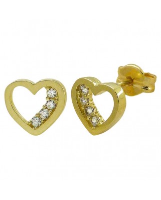 PENDIENTES CORAZON Y CIRCONITAS.8MM.PRESION