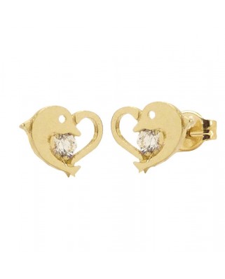 PENDIENTES CORAZON Y DELFIN.7MM .PRESION