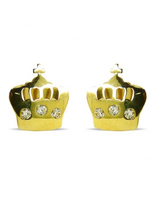 PENDIENTES CORONA CON CIRCONITAS. 8MM.PRESION.