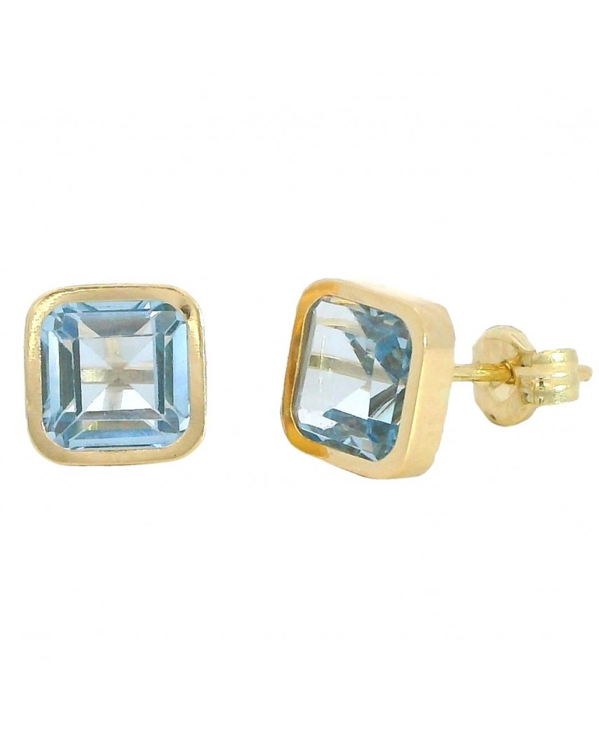 PENDIENTES CUADRADOS 6x6 MM PIEDRA COLOR AGUA MARINA
