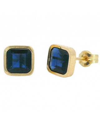 PENDIENTES CUADRADOS 6x6 MM PIEDRA NANO ZAFIRO