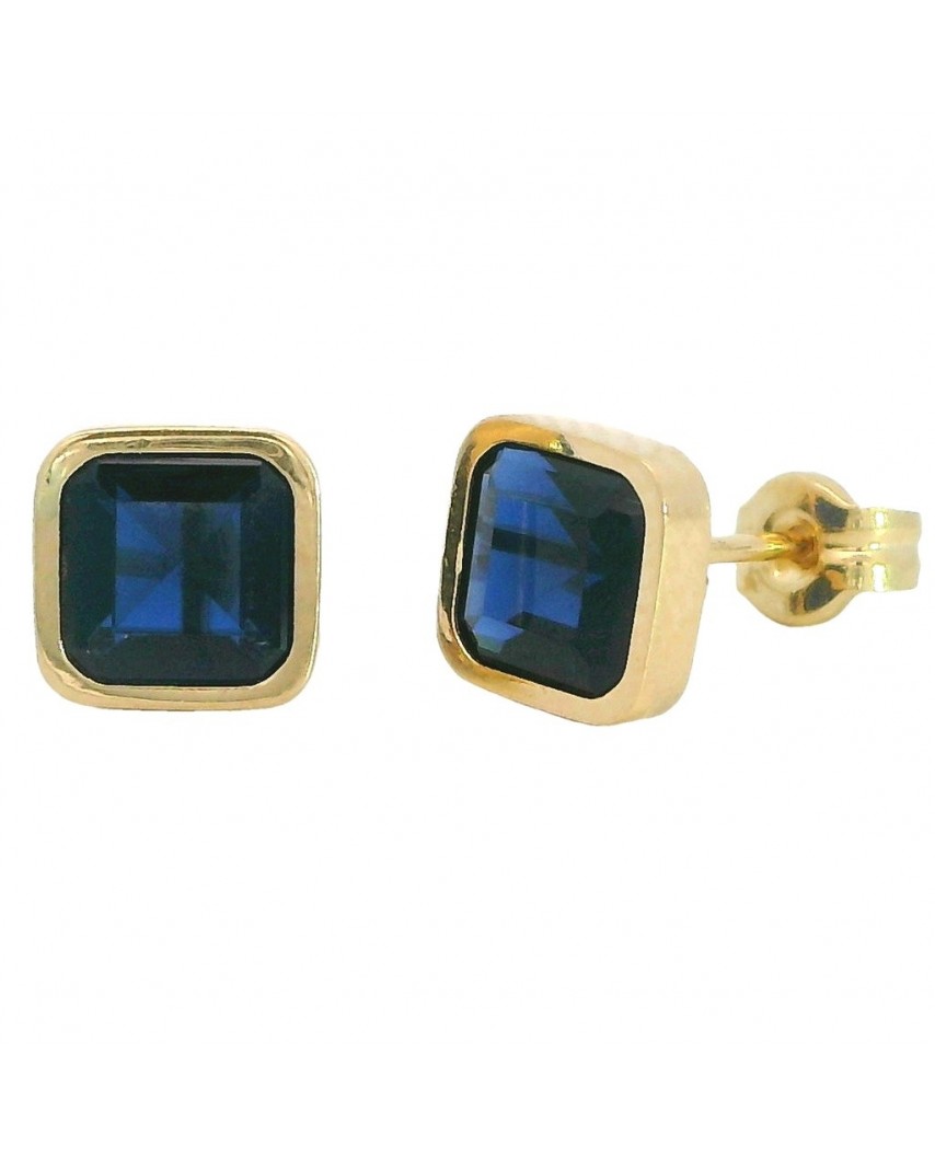 PENDIENTES CUADRADOS 6x6 MM PIEDRA NANO ZAFIRO
