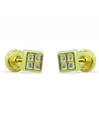 PENDIENTES CUADRADOS 8 PIEDRAS 4x4MM TORNILLO.