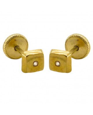 PENDIENTES CUADRADOS BRILLANTES 1.10MM.TORNILLO.