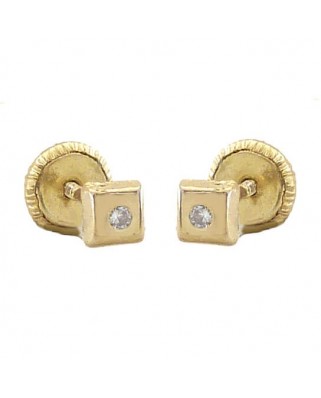 PENDIENTES CUADRADOS CON CIRCONITA. 3MM.TORNILLO