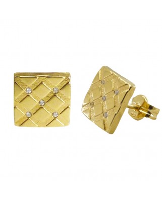 PENDIENTES CUADRADOS CON CIRCONITAS. 9MM.PRESION