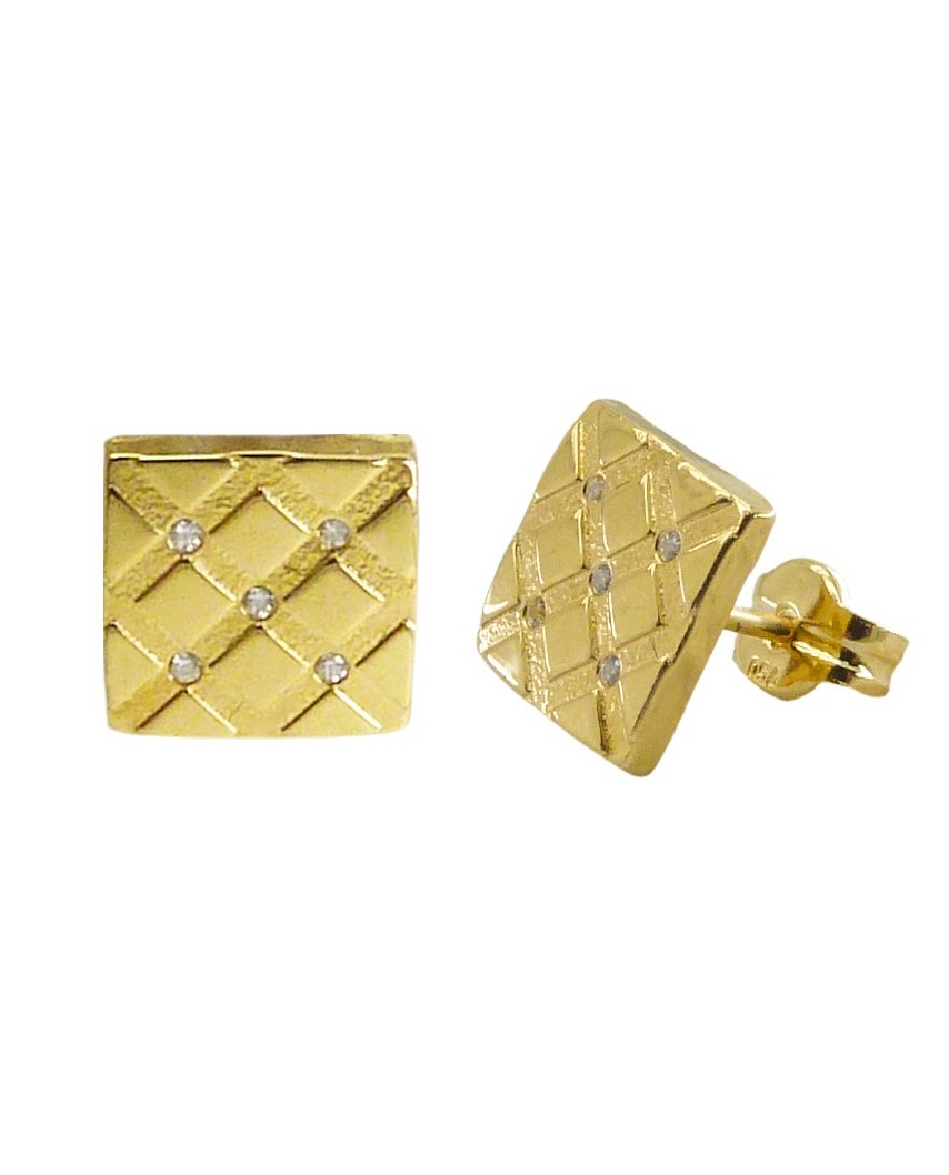 PENDIENTES CUADRADOS CON CIRCONITAS. 9MM.PRESION