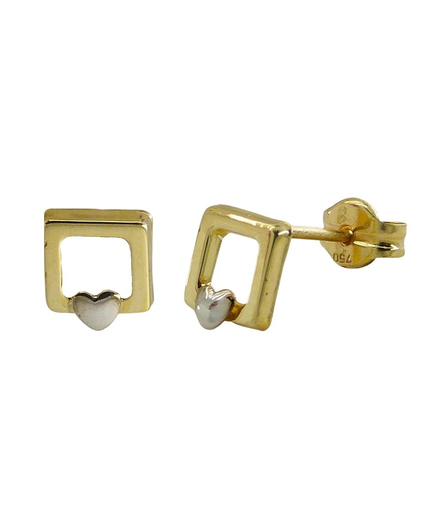 PENDIENTES CUADRADOS CON MINI CORAZON.PRESION