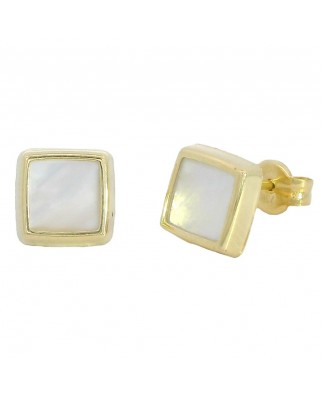 PENDIENTES CUADRADOS NÁCAR 6MM PRESION