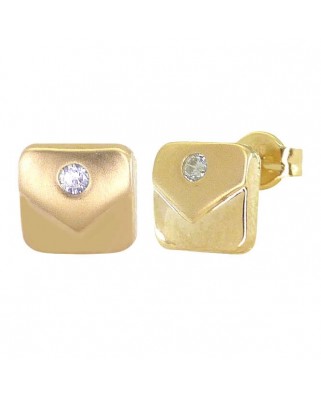 PENDIENTES CUADRADOS SATINADOS. 8MM.PRESION.