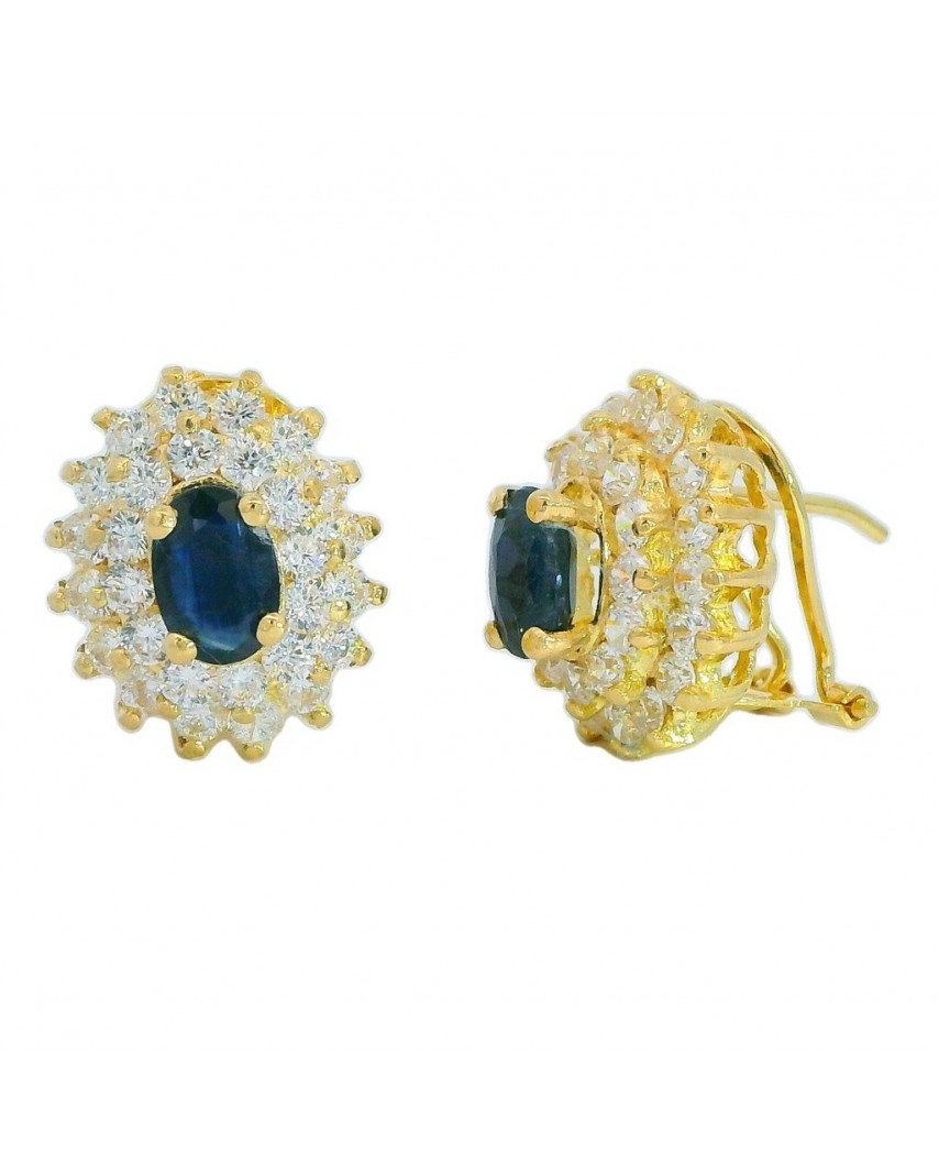 PENDIENTES CUAJO 6x4MM ZAFIRO DE 6x4 OMEGA