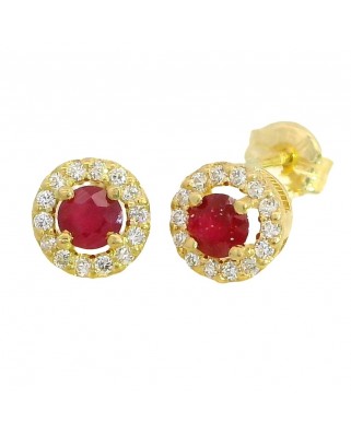 PENDIENTES CUAJO DE 5MM.RUBI DE 3MM Y CIRCONITAS.