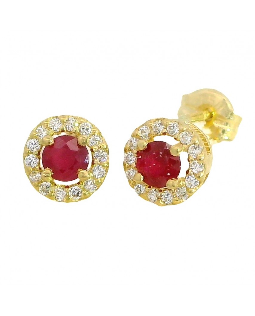 PENDIENTES CUAJO DE 5MM.RUBI DE 3MM Y CIRCONITAS.