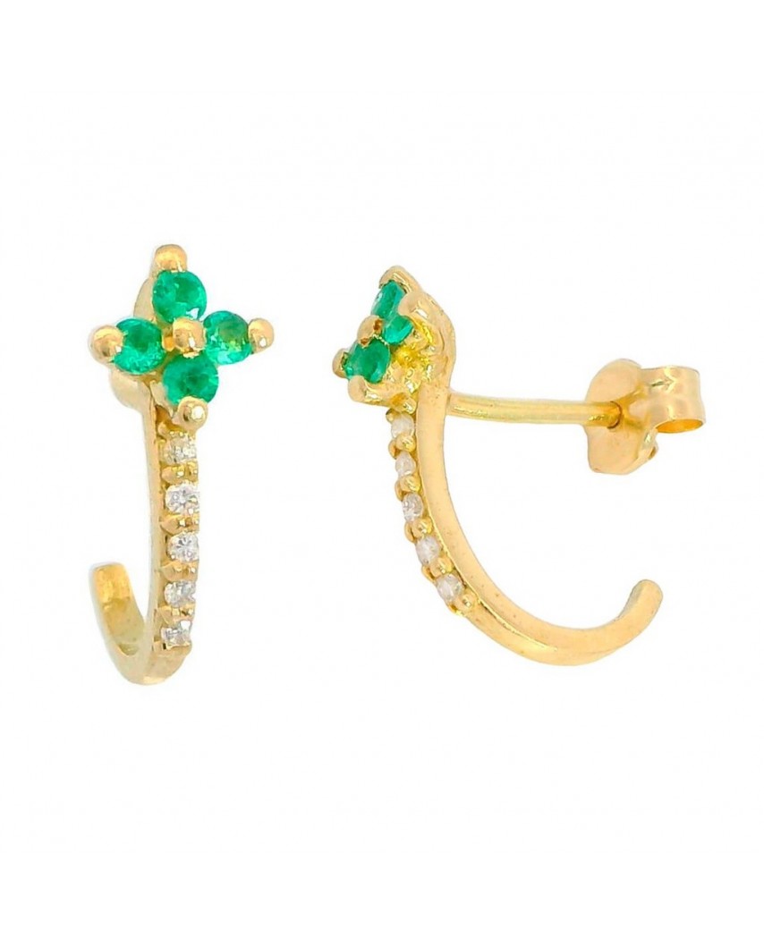 PENDIENTES CUAJO ESMERALDA 1.5MM.20 BRILLANTES 1MM H-SI 0.07 CT TW