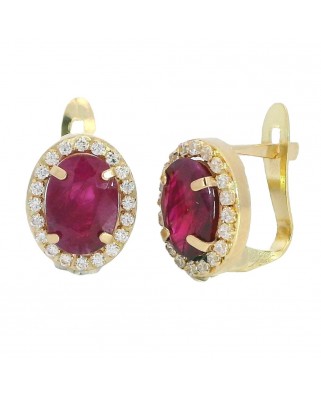 PENDIENTES CUAJO RUBÍ OVAL DE 7x5MM .CATALAN