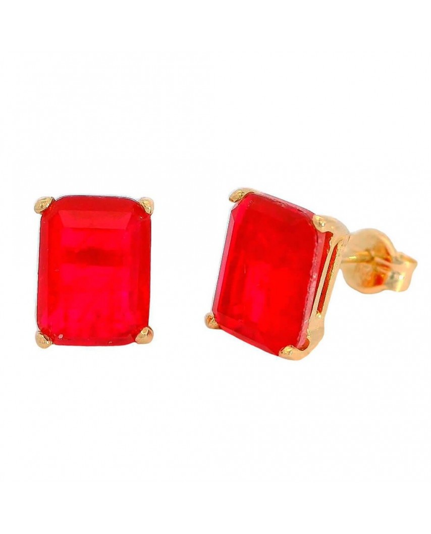 PENDIENTES CUARZO COLOR  RUBI 8x6MM
