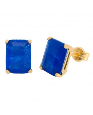 PENDIENTES CUARZO COLOR  ZAFIRO 8x6MM
