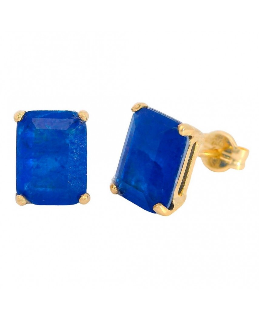 PENDIENTES CUARZO COLOR  ZAFIRO 8x6MM