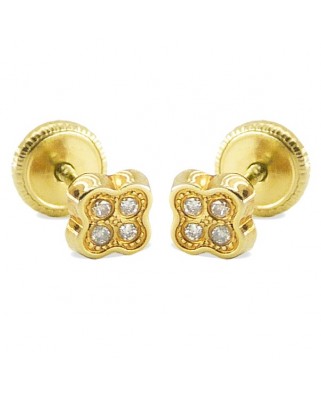 PENDIENTES CUATREBOL GRANULADOS CON  8 BRILLANTES.TORNILLO