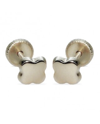 PENDIENTES CUATREBOL LISO ORO BLANCO.5MM.TORNILLO