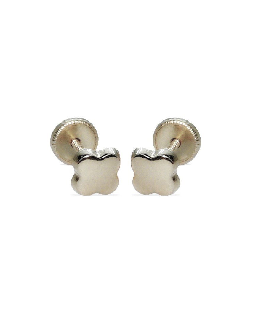PENDIENTES CUATREBOL LISO ORO BLANCO.5MM.TORNILLO