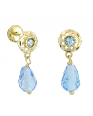 PENDIENTES CUBANA  CRISTAL AZUL .TORNILLO. 15MM.