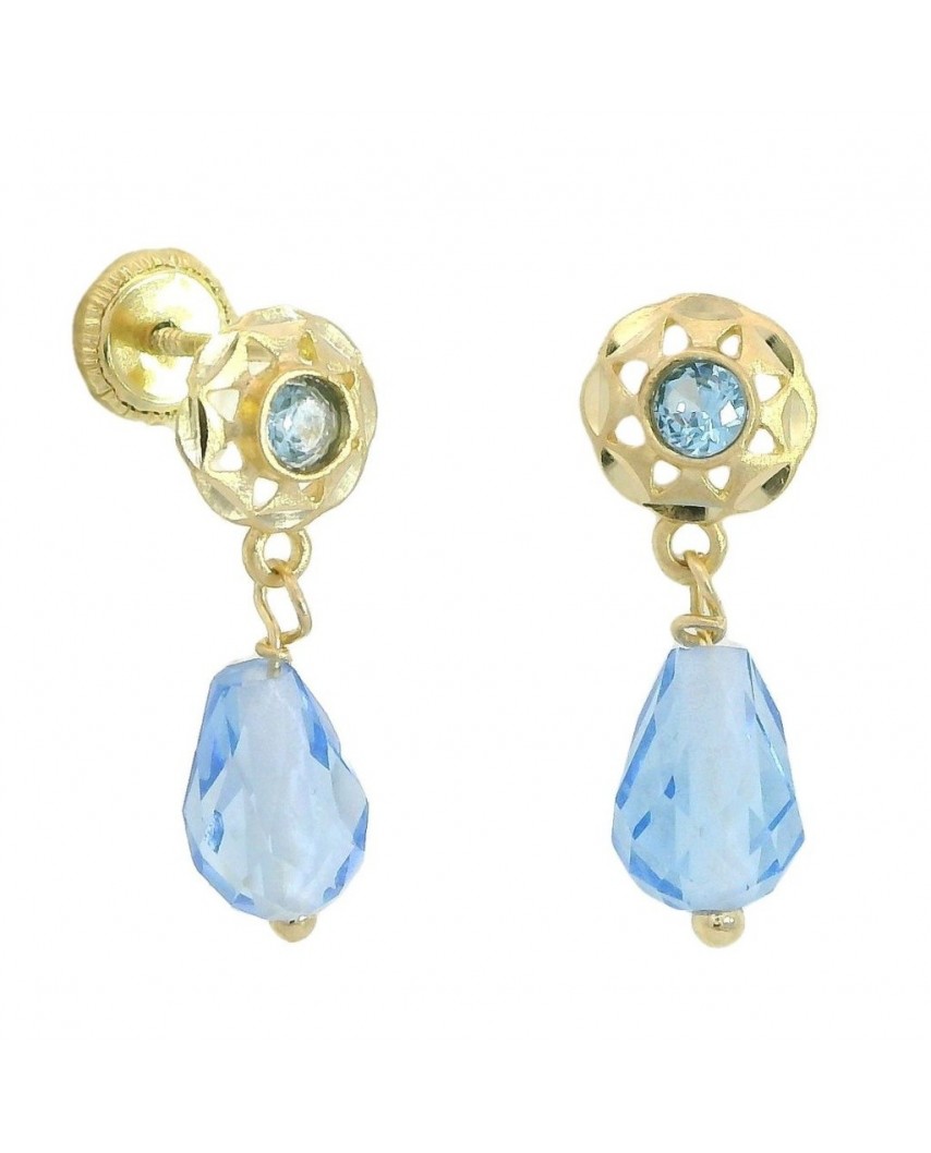 PENDIENTES CUBANA  CRISTAL AZUL .TORNILLO. 15MM.