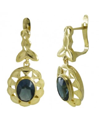 PENDIENTES CUBANA PIEDRA DE 8x6MM  COLOR MONTANA.CATALAN