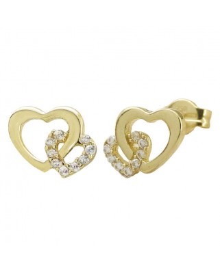 PENDIENTES DOBLE CORAZON CON CIRCONITAS.8MM.