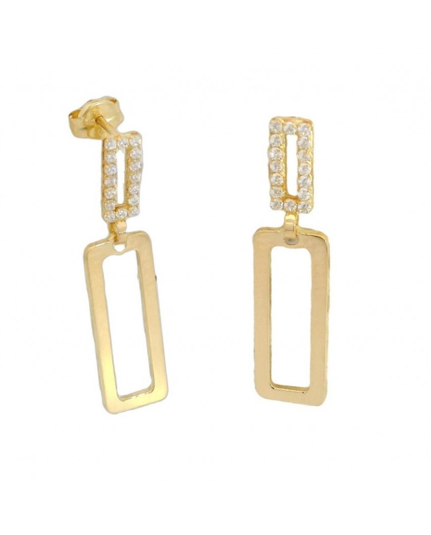 PENDIENTES DOBLE PIEZA CUADRADO PIEDRAS 30MM PRESION