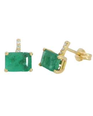 PENDIENTES ESMERALDA 7x5MM 2.20 CT 6 BRILLANTES 1MM HSI 0.03 CT TW