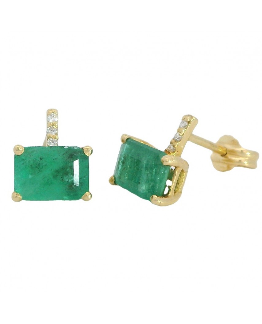 PENDIENTES ESMERALDA 7x5MM 2.20 CT 6 BRILLANTES 1MM HSI 0.03 CT TW