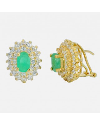 PENDIENTES ESMERALDA DE  6x4MM y CIRCONITAS.OMEGA