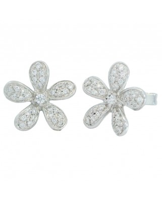 PENDIENTES FLOR DE BRILLANTES  BRILLANTES PRESION