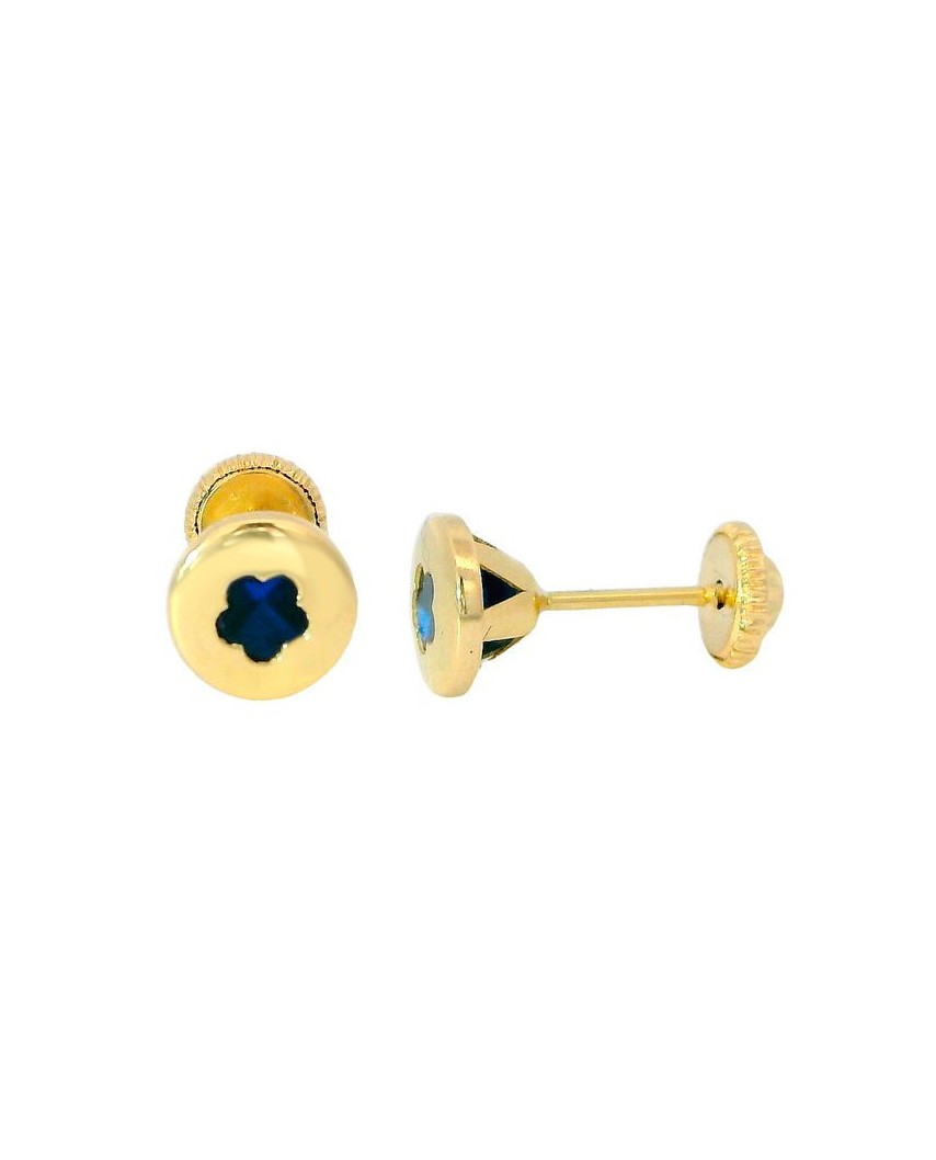 PENDIENTES FLOR PIEDRA COLOR  ZAFIRO 4MM  TORNILLO.