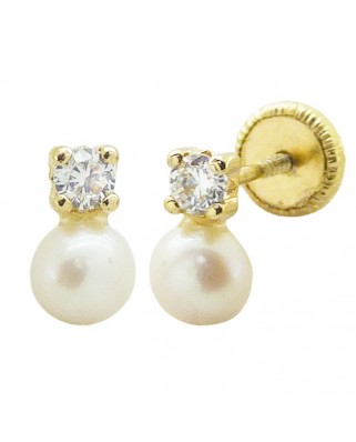 PENDIENTES GARRA 2.5MM Y PERLA DE 4MM. TORNILLO