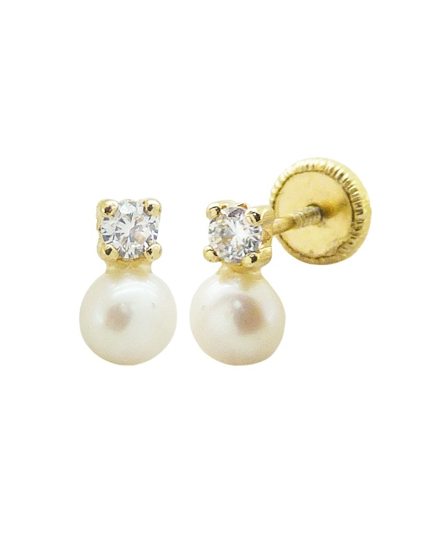 PENDIENTES GARRA 2.5MM Y PERLA DE 4MM. TORNILLO