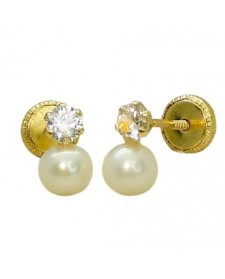 PENDIENTES GARRA 3MM Y PERLA DE 4MM .TORNILLO.