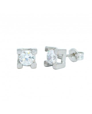 PENDIENTES GARRA CUADRADA PEQUEÑA PRESION ORO BLANCO