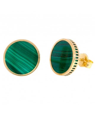 PENDIENTES MALAQUITA 9MM PRESION.