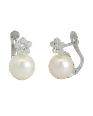 PENDIENTES MARGARITA BRILLANTES  1.50MM H-SI 0.03 CT TW  PERLA7.5MM CATALAN