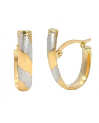 PENDIENTES MEDIO ARO CATALAN BICOLOR BAJO LISO 20X4 MM