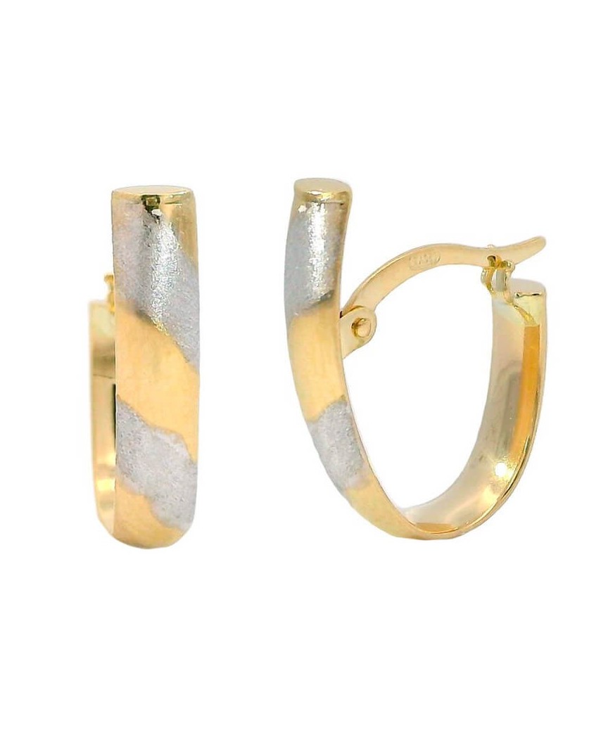 PENDIENTES MEDIO ARO CATALAN BICOLOR BAJO LISO 20X4 MM