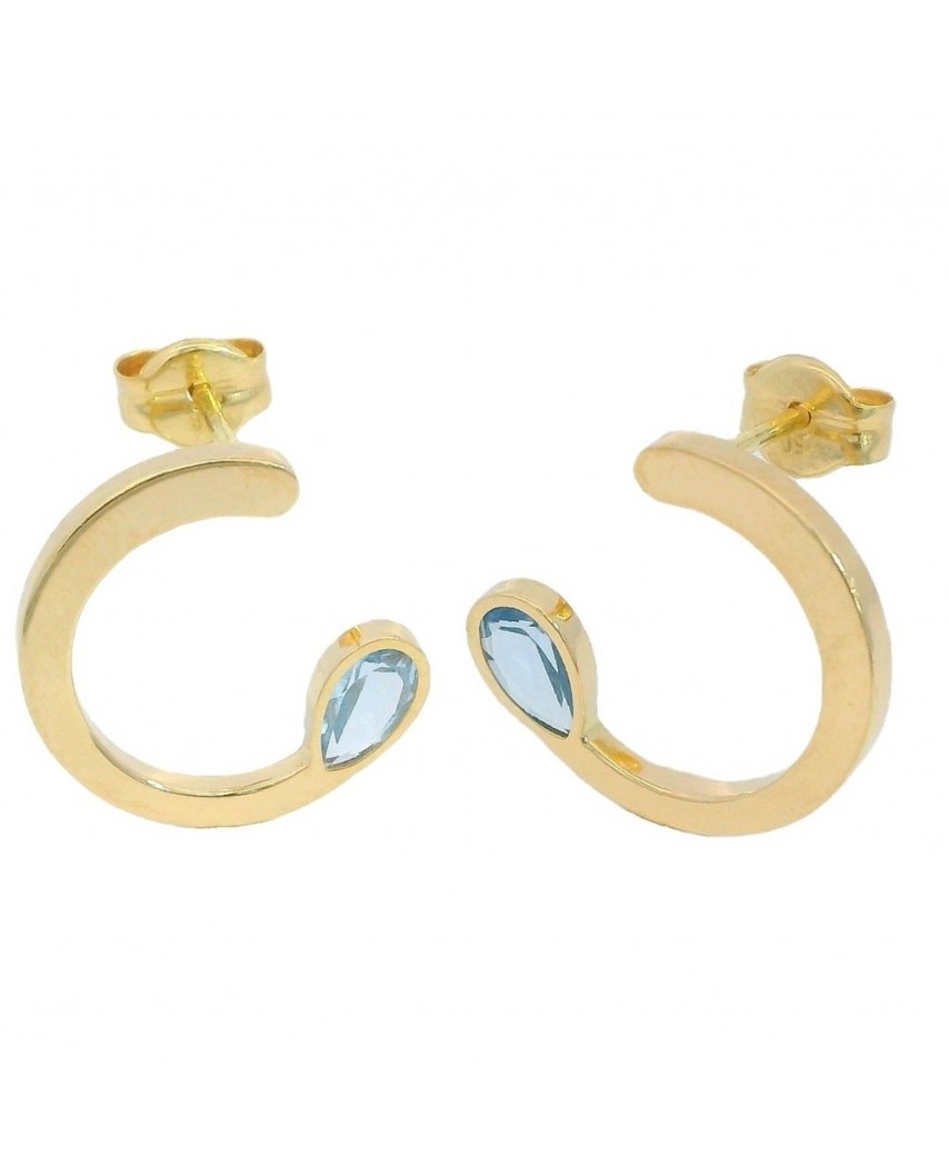 PENDIENTES MEDIO CÍRCULO 12MM PIEDRA COLOR AGUA MARINA