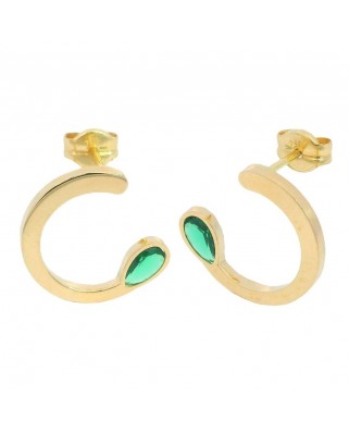 PENDIENTES MEDIO CÍRCULO 12MM PIEDRA NANO ESMERALDA