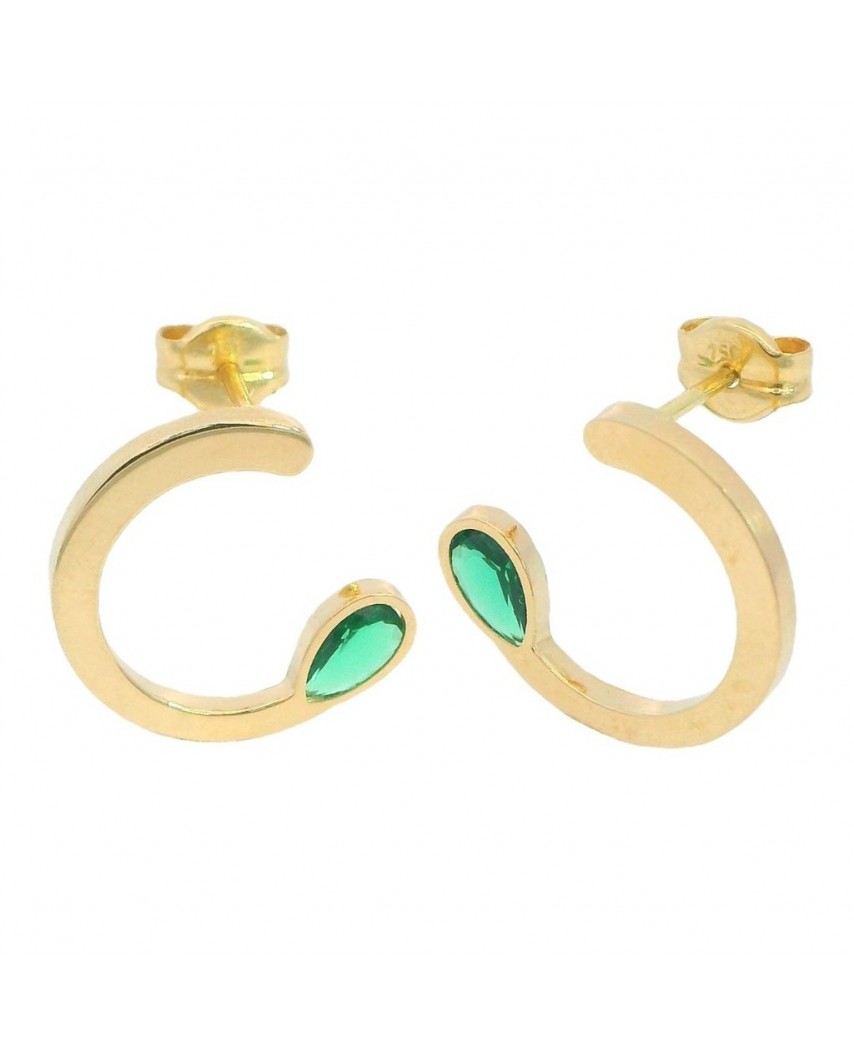 PENDIENTES MEDIO CÍRCULO 12MM PIEDRA NANO ESMERALDA
